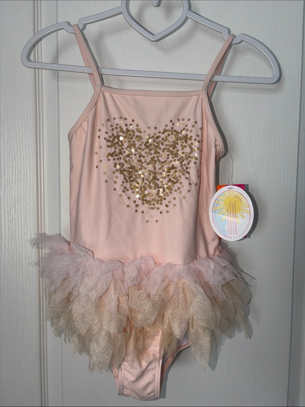 Kate Mack Pink Sequin Heart Tutu Swimsuit